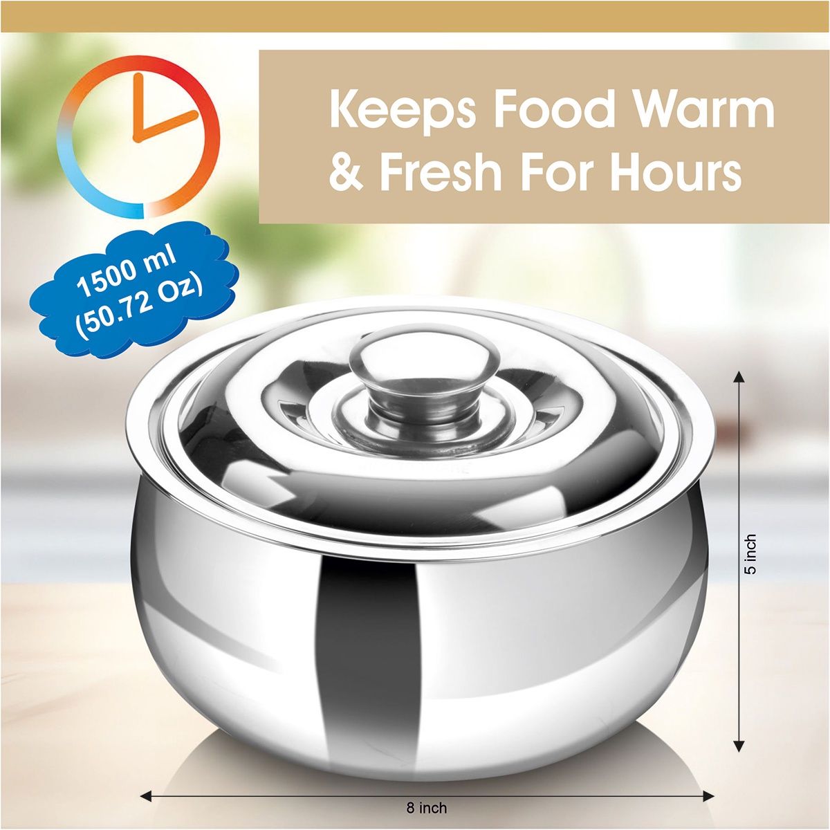 Signoraware Hot Delight Casserole 1500 Ml | Puf Insulated Keeps Food Hot & Fresh For Longer Time