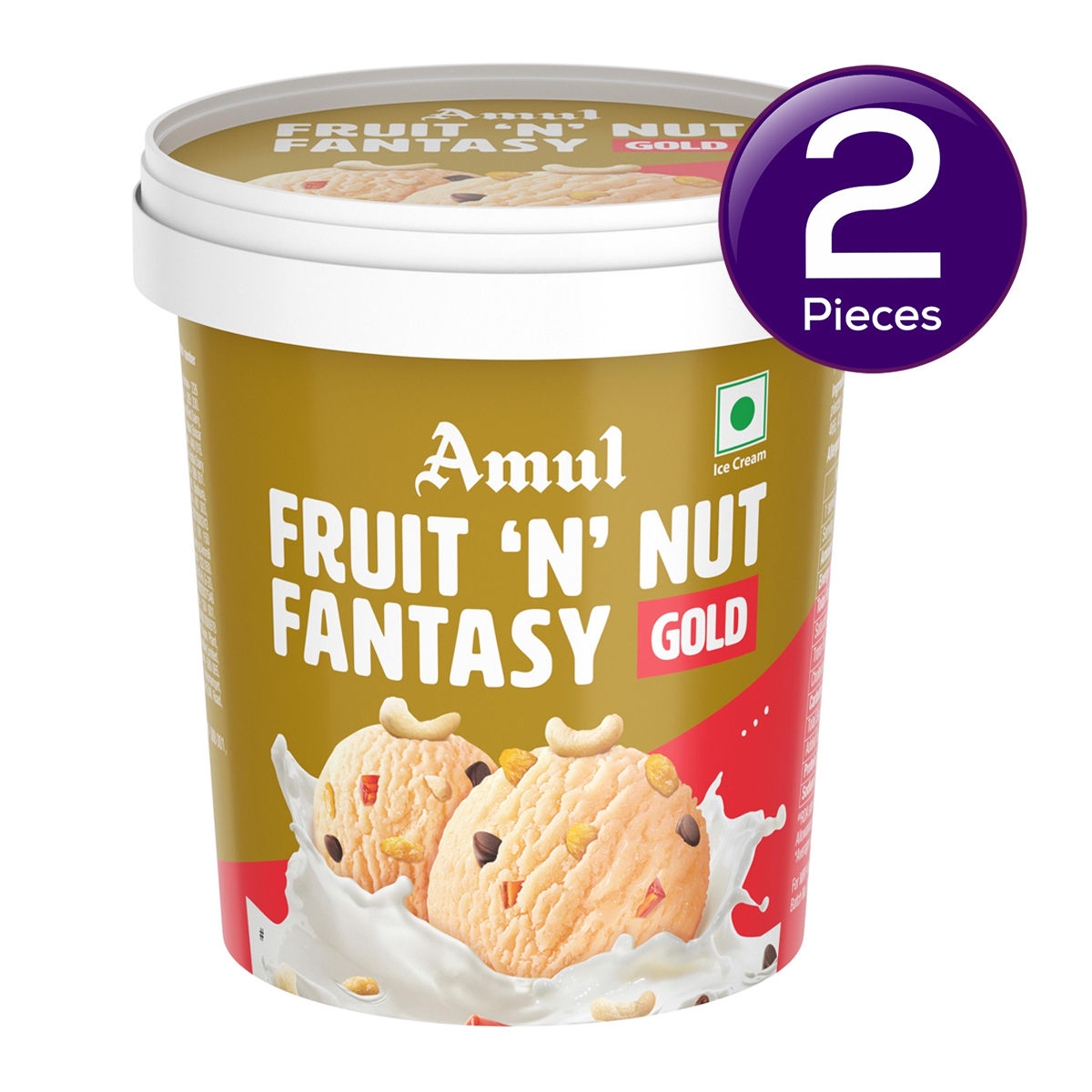 Amul Gold Fruit 'N' Nut Fantasy Ice Cream Cup 125 ml X 2 Combo