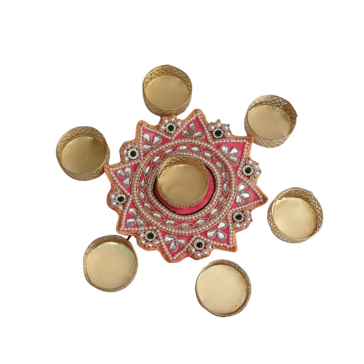 Mirror Work Flower Rangoli T-Light Holders Assorted for Mother's Day Gifting