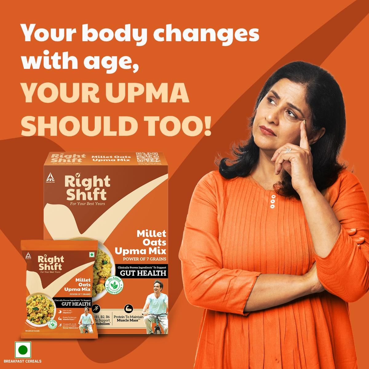 Right Shift Millet Oats Upma Mix | High Protein & Fibre, No preservative | Power of 8 in 1