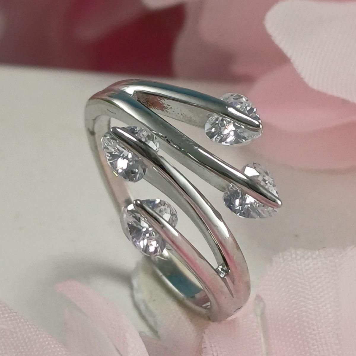 4 Diamond Ring- Flexible Size-Chrome