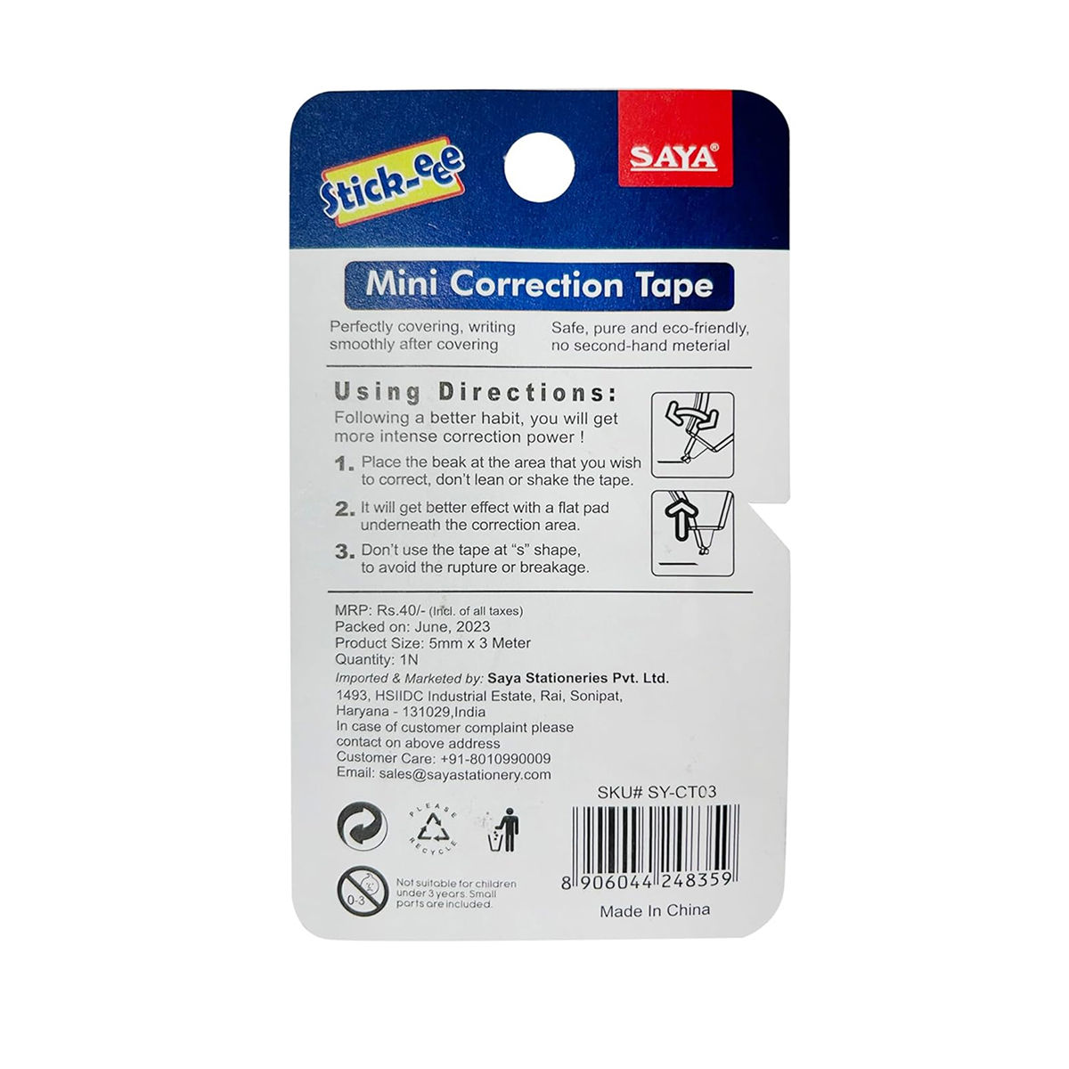 Saya Assorted Correction Tape - 3 m