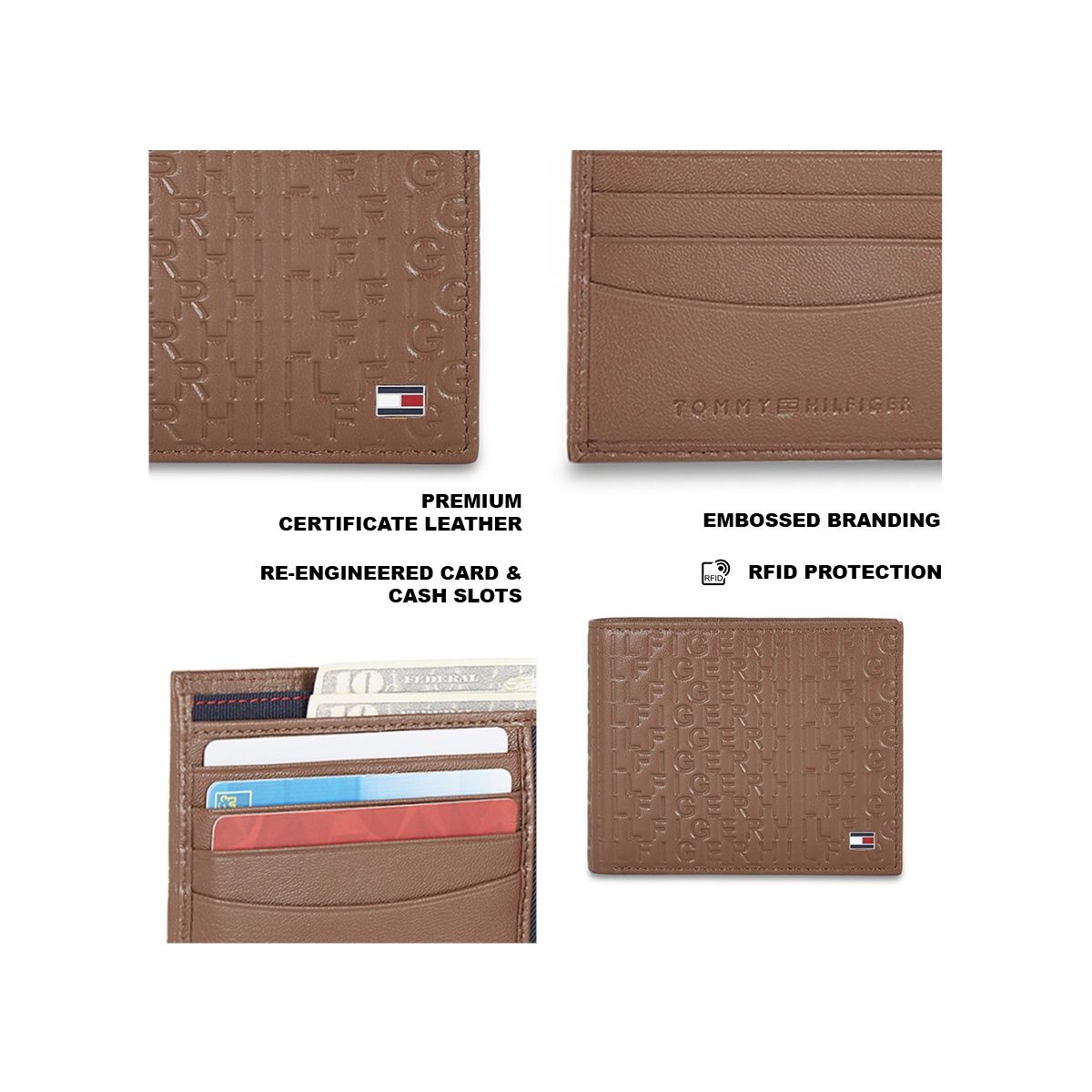 Tommy Hilfiger Men's Solid Leather Wallets | Brown - Free Size