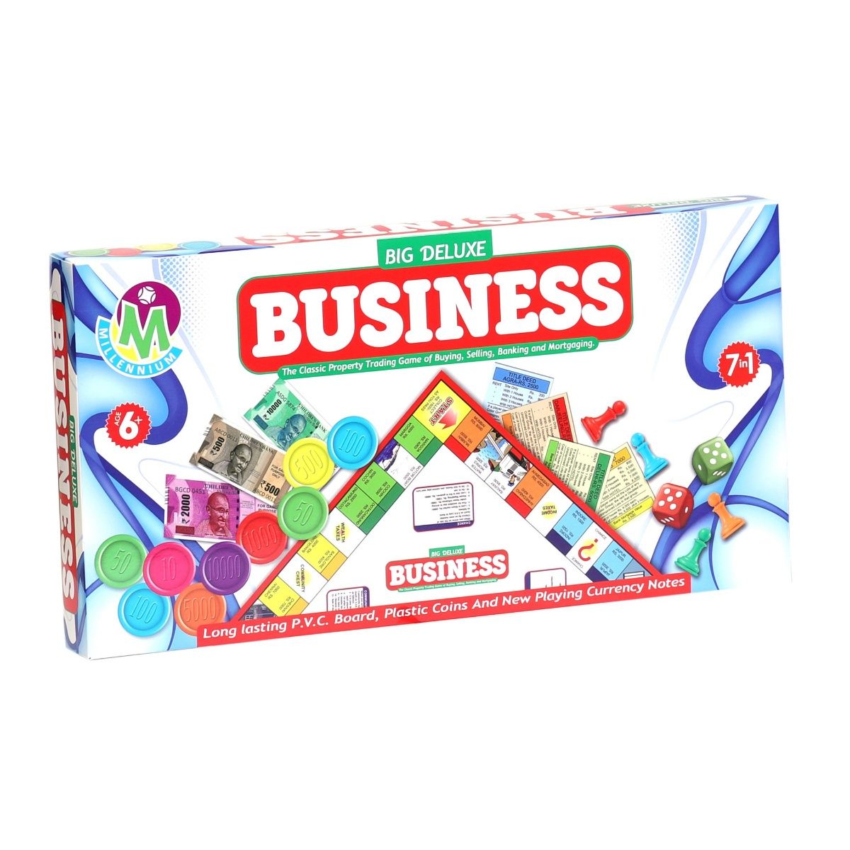 Millennium Business Deluxe 7 in 1 Game P.v.c Board Coins & Notes Me-155