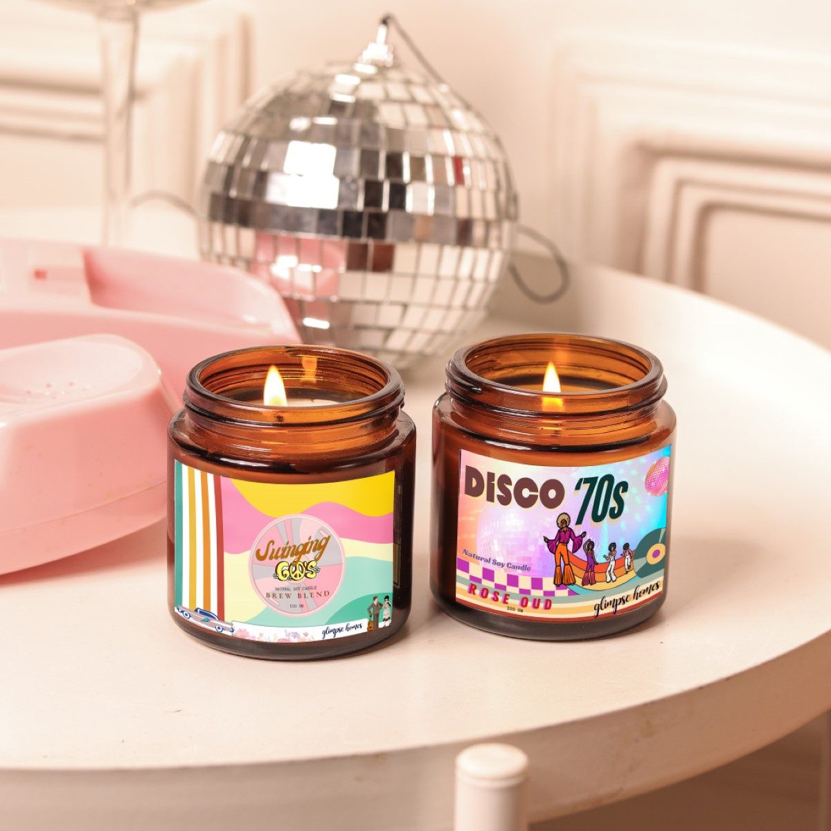 Classic Mocha and Rose Oud Glass Jar Candles | Rakhi Gift for Brother & Sister