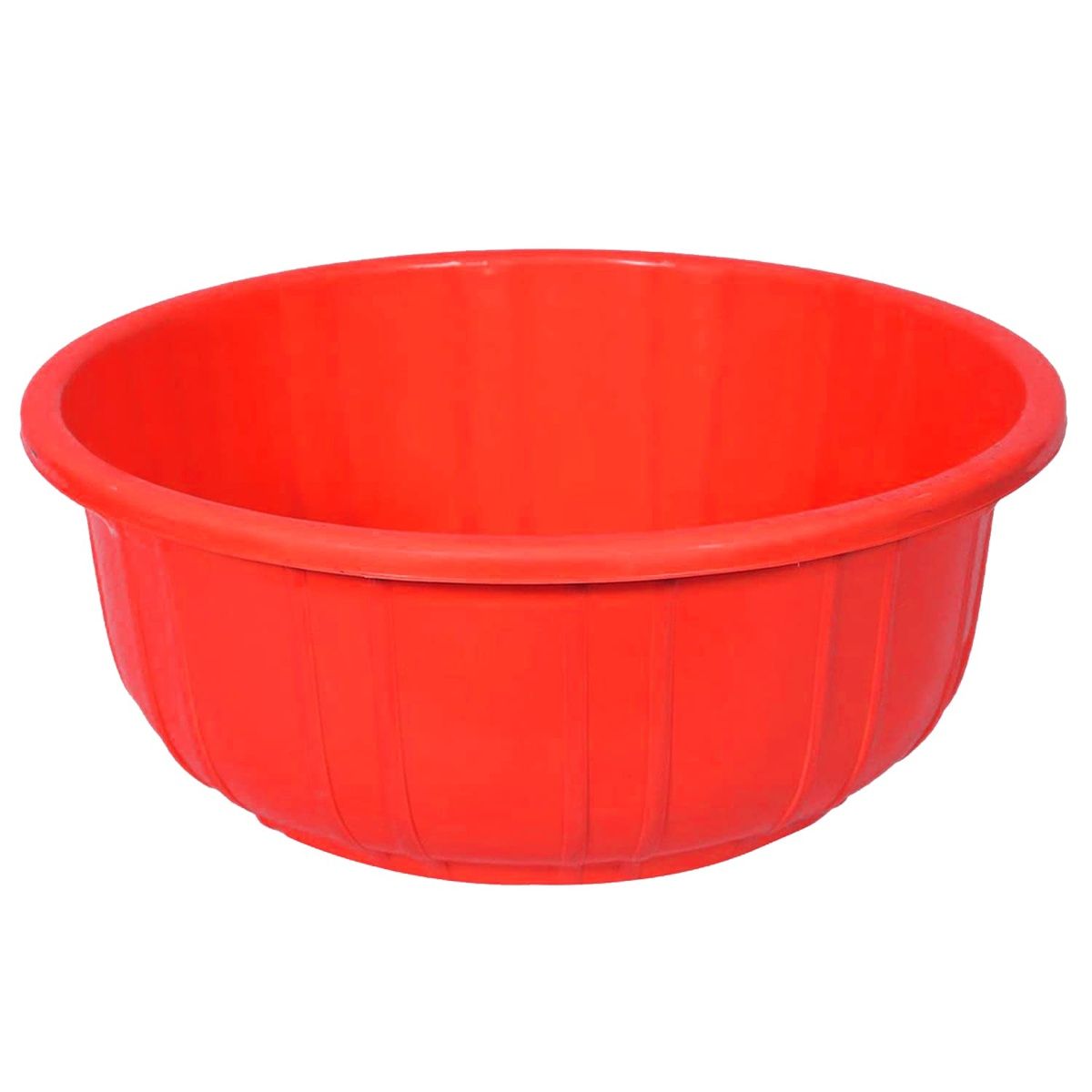Kuber Industries Leaf Printed 40 L Multipurpose Unbreakable Plastic Bath Tub | Round (Red)