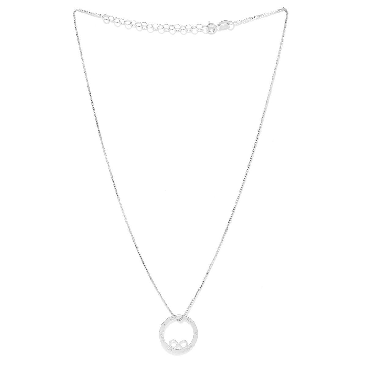 Carlton London Rhodium Plated with Infinity Circular Texture Pendant with Chain | B615617N-1