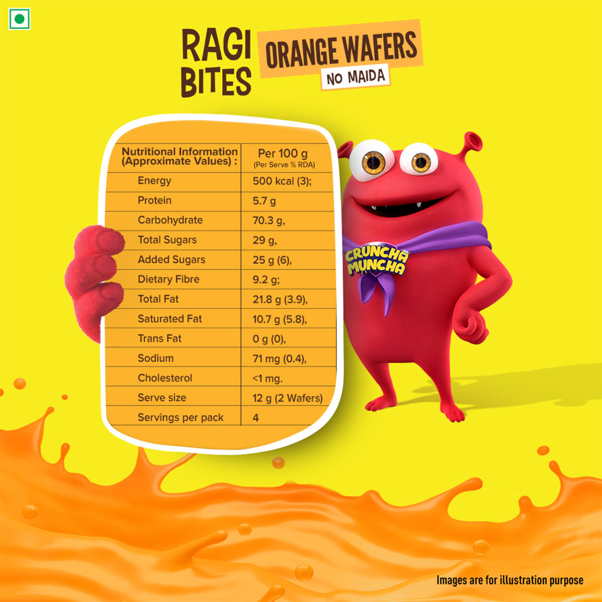 Tata Soulfull Ragi Bites Orange Wafers Biscuits