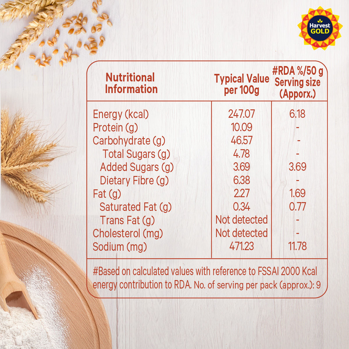 Harvest Gold - 100% Whole Wheat Bread (Zero Maida)