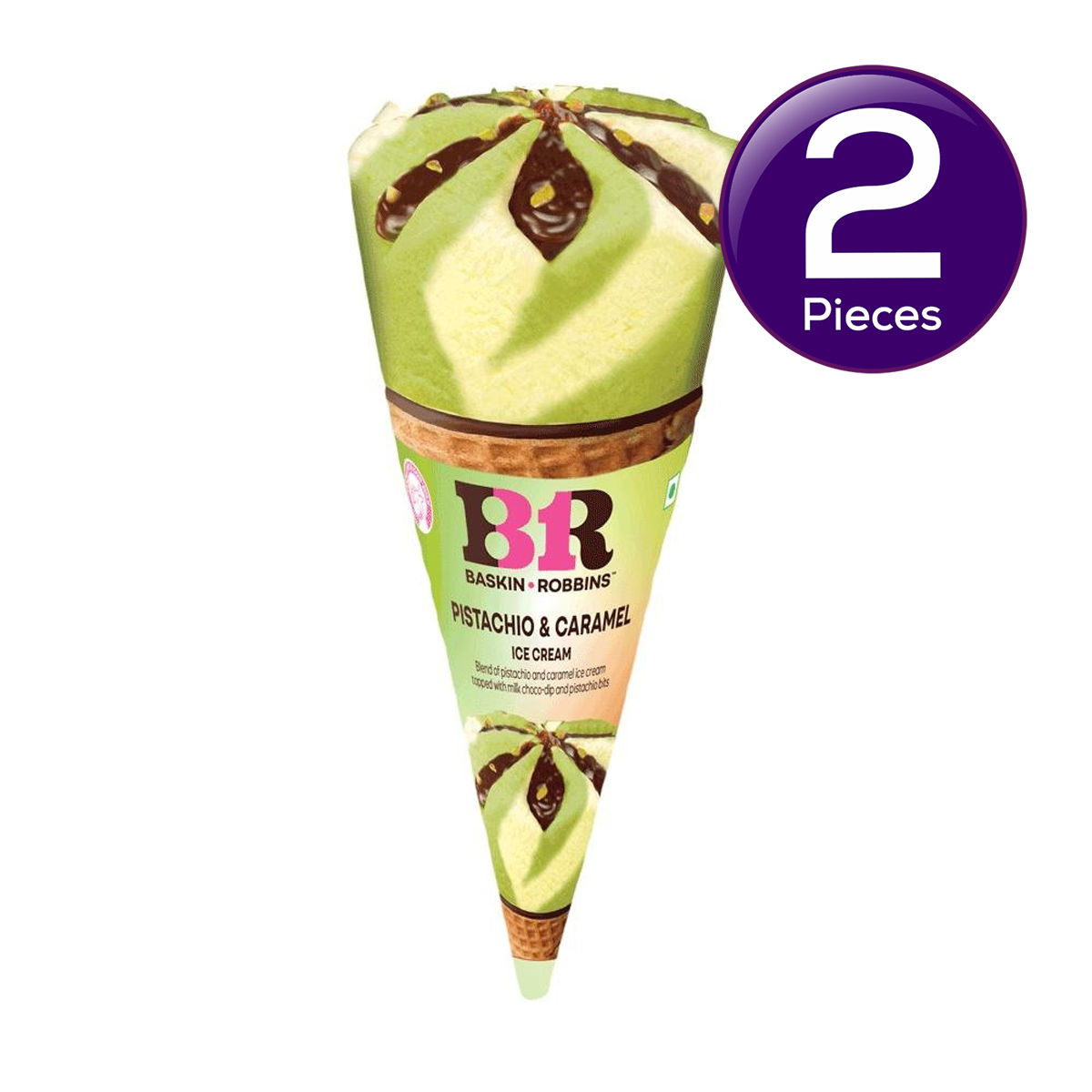 Baskin Robbins Pistachio & Caramel Ice Cream Cone 110 ml Combo