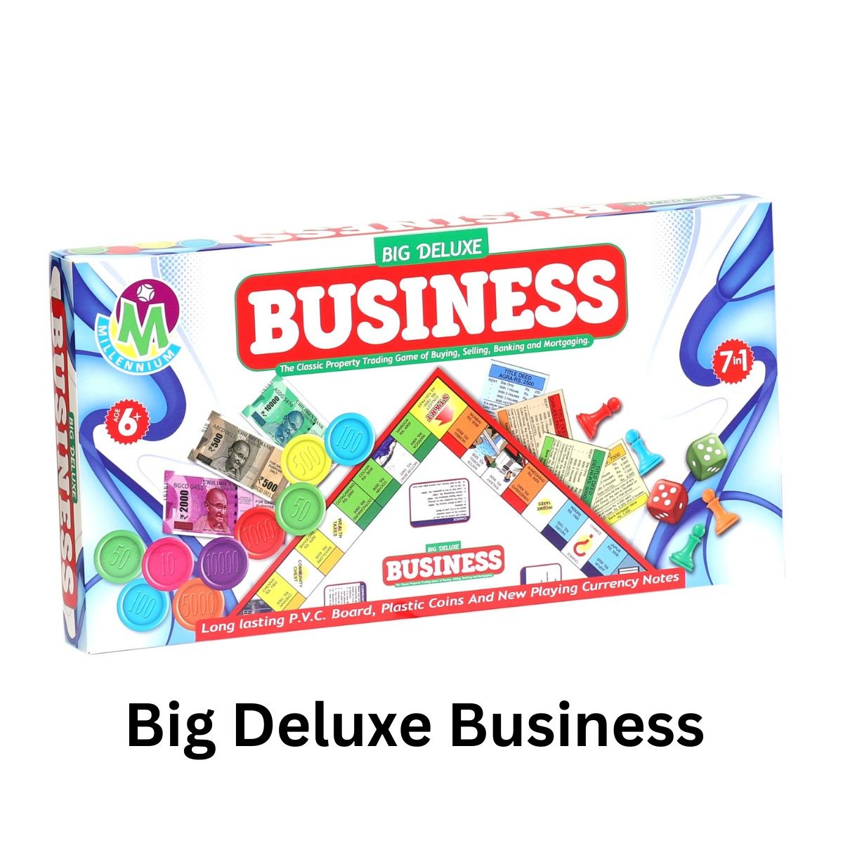 Millennium Business Deluxe 7 in 1 Game P.v.c Board Coins & Notes Me-155