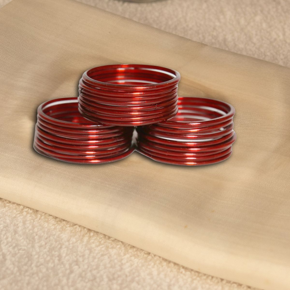 Gullak Red Glass Bangle Set - Size 2.6