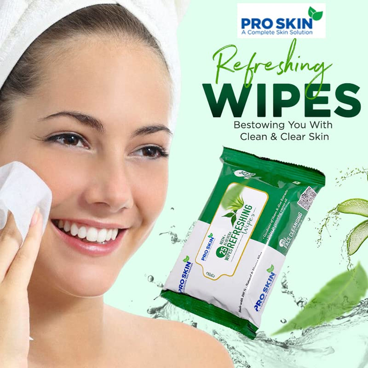 Pro Skin Refreshing Wipes - Neem & Aloe Vera, 25 pcs