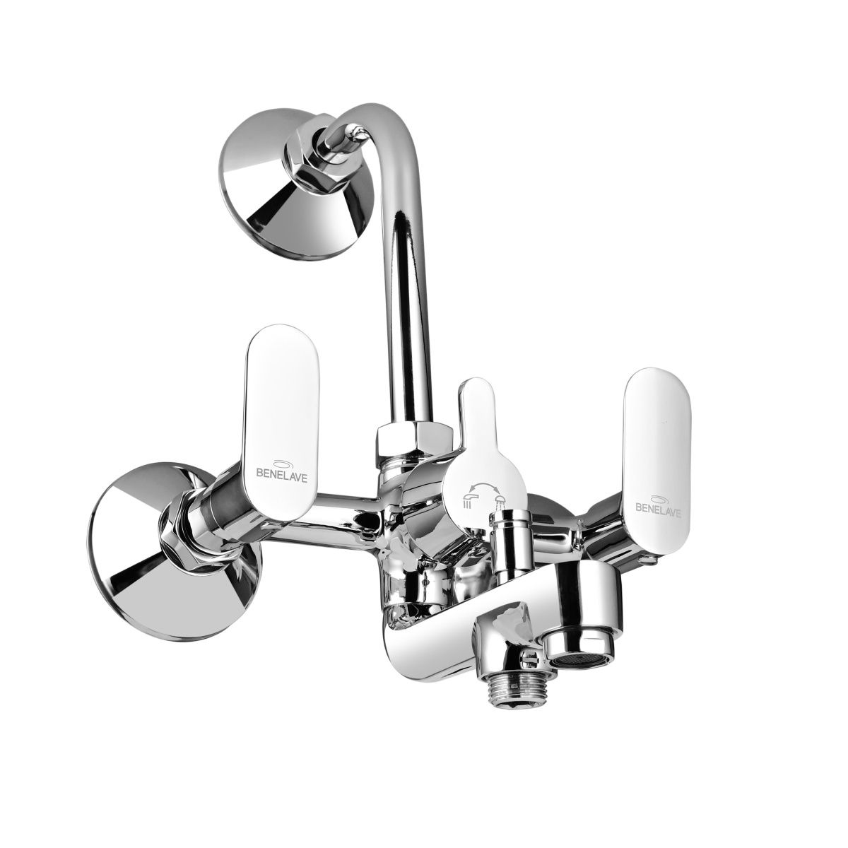 Benelave By Hindware Volga 3-In-1 Wall Mixer With Provision For Overhead Shower And Hand Shower
