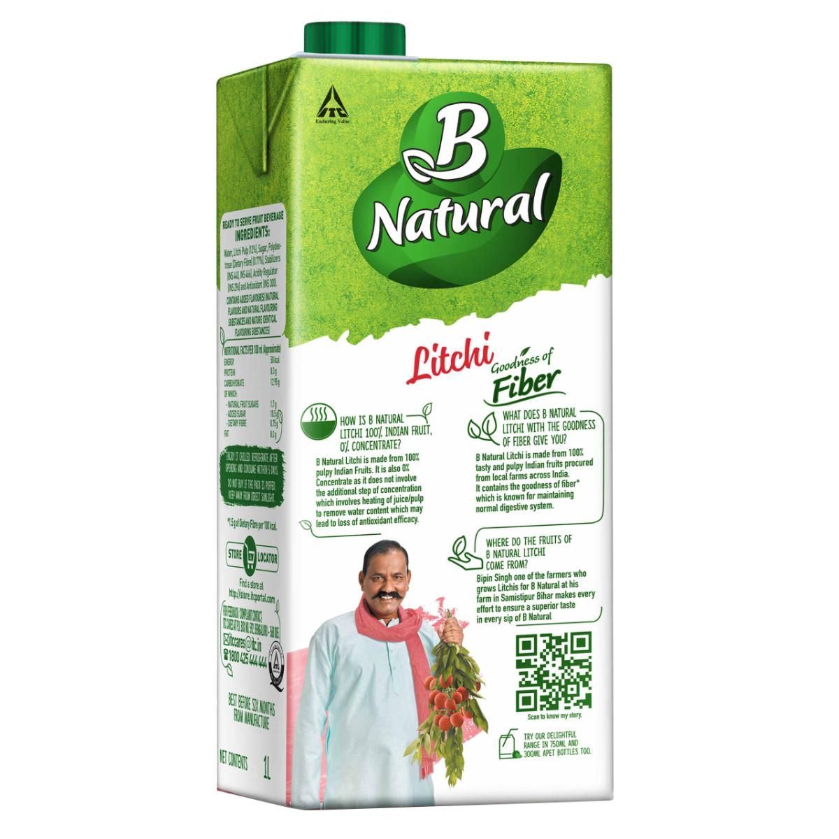 B Natural Litchi Juice Tetrapack 1 l Combo