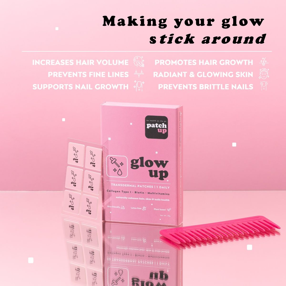 Patch Up Glow Up Patches For Hair | Skin | Nails - Health With Biotin And Collagen Type 1