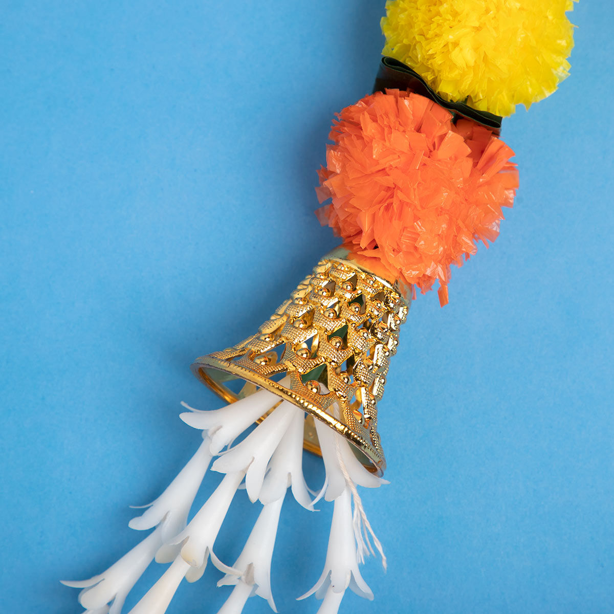 Artificial Marigold With Hanging Bell Garland String - 3 Feet