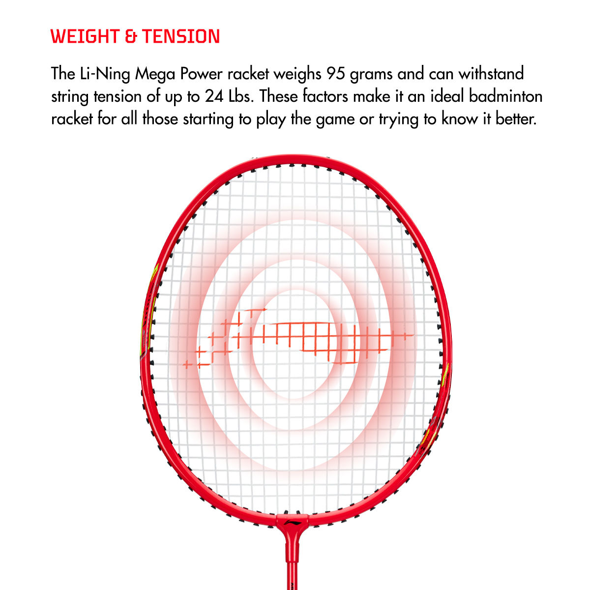 Li-Ning Mega Power Mp8 Badminton Racket- Fire Red (Strung)