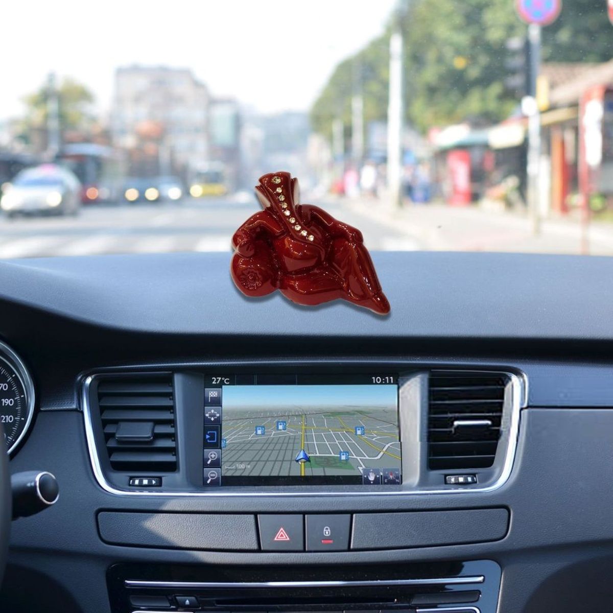 Sheen And Shine Lord Ganesha Idol For Car Dashboard Red