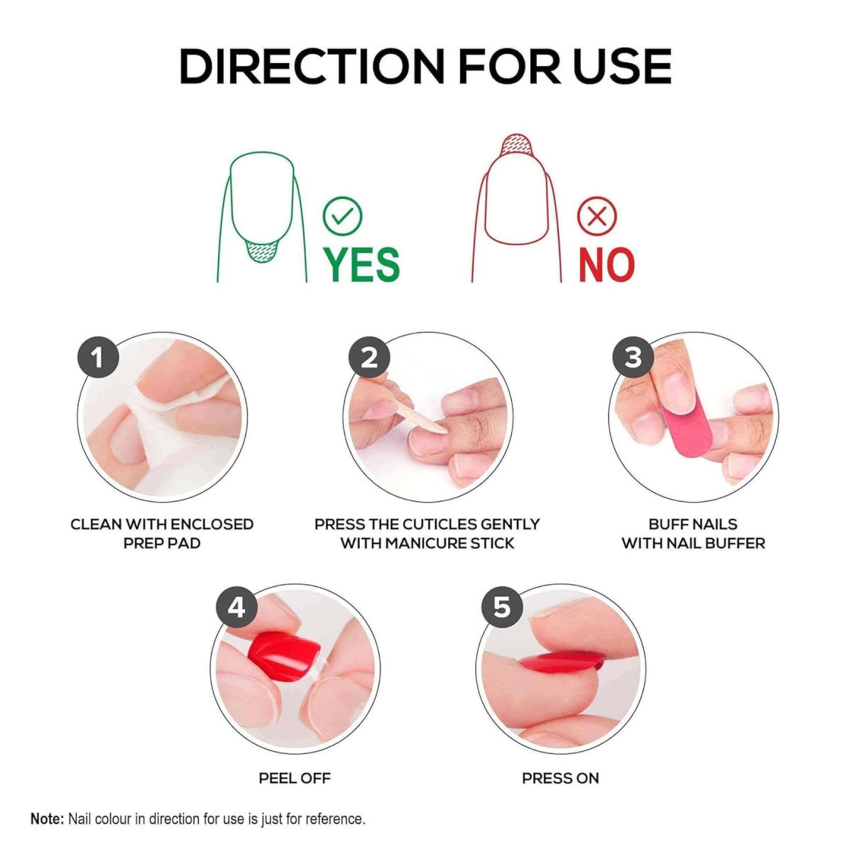 Renee Stick On Nails Bn 01| 24 Reusable Artificial Fake Nail Set