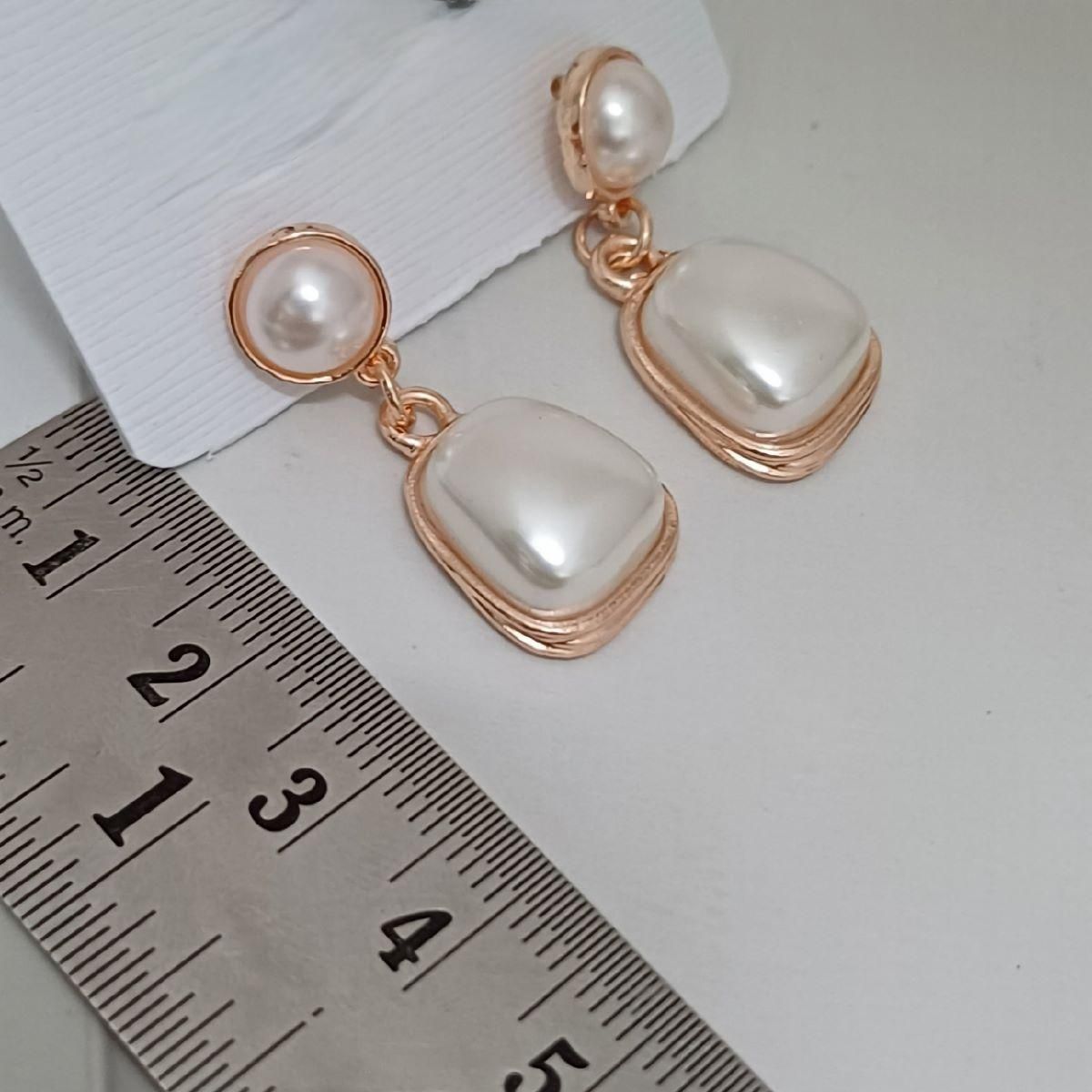 Pearl Drop Rectangle Rosegold