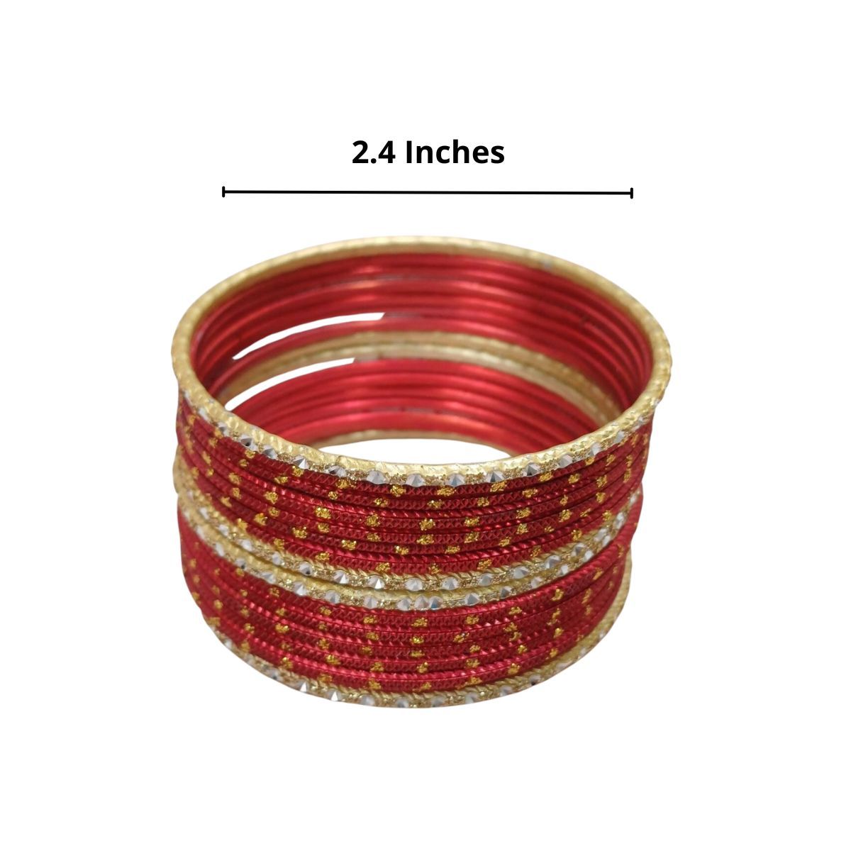 Gullak Red Metal Bangle Set - Size 2.4