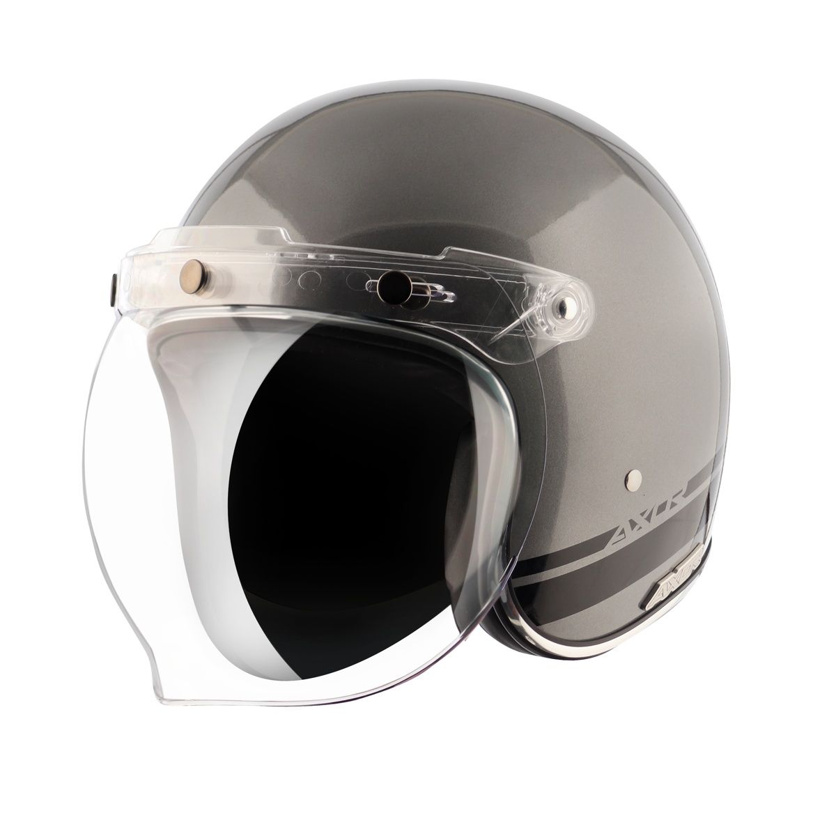 Axor Retro Jet Sportz S13 Isi Ece And Dot Certified Open Face Helmet - Athena Grey Black - M
