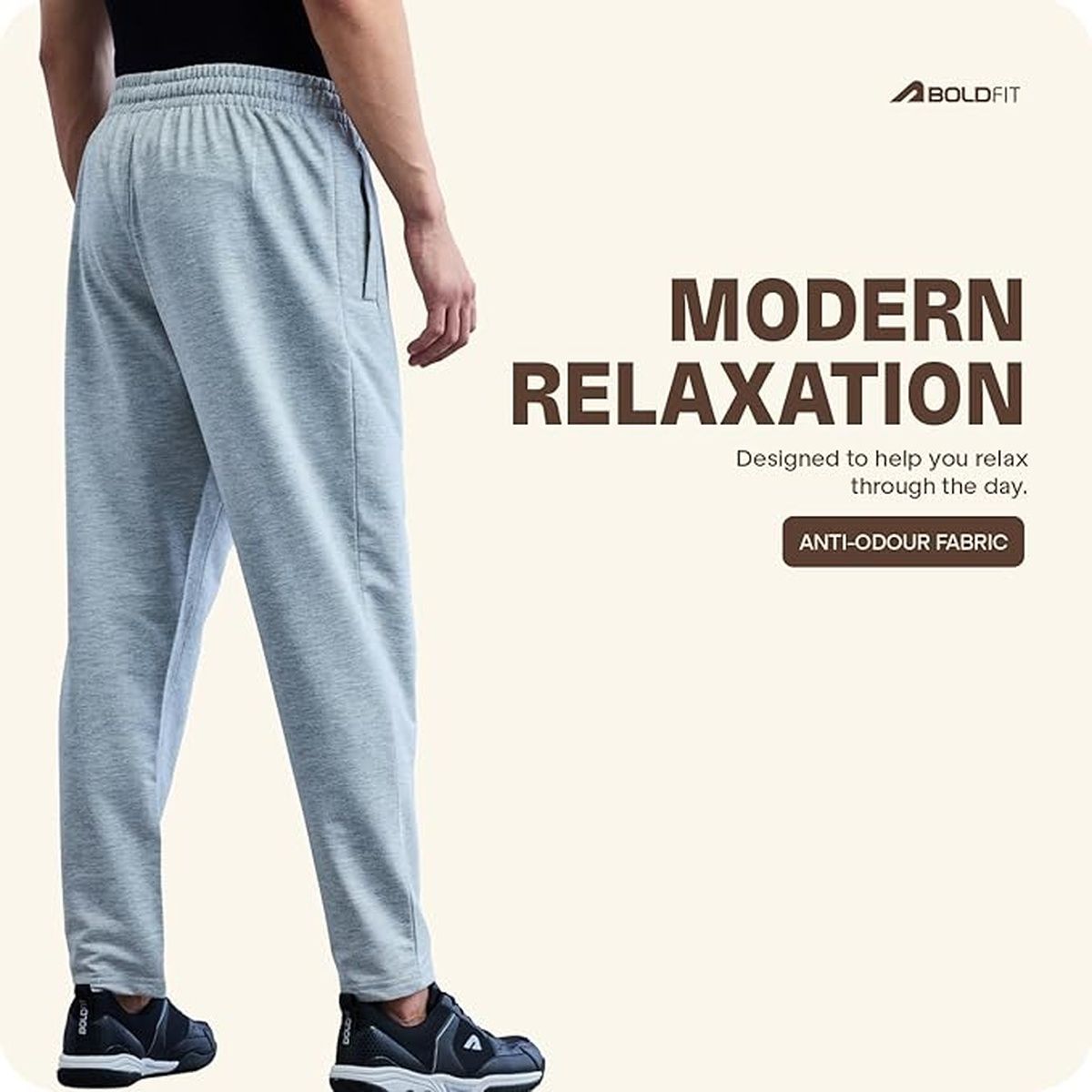 Boldfit Men's Track Pant Comfortable Lower Cotton Night Breathable Regular | Grey - S