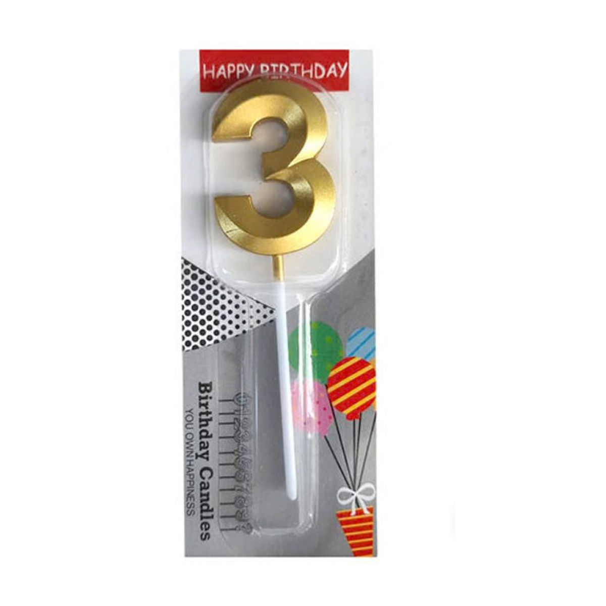 Chrome 3 Golden Number Candle