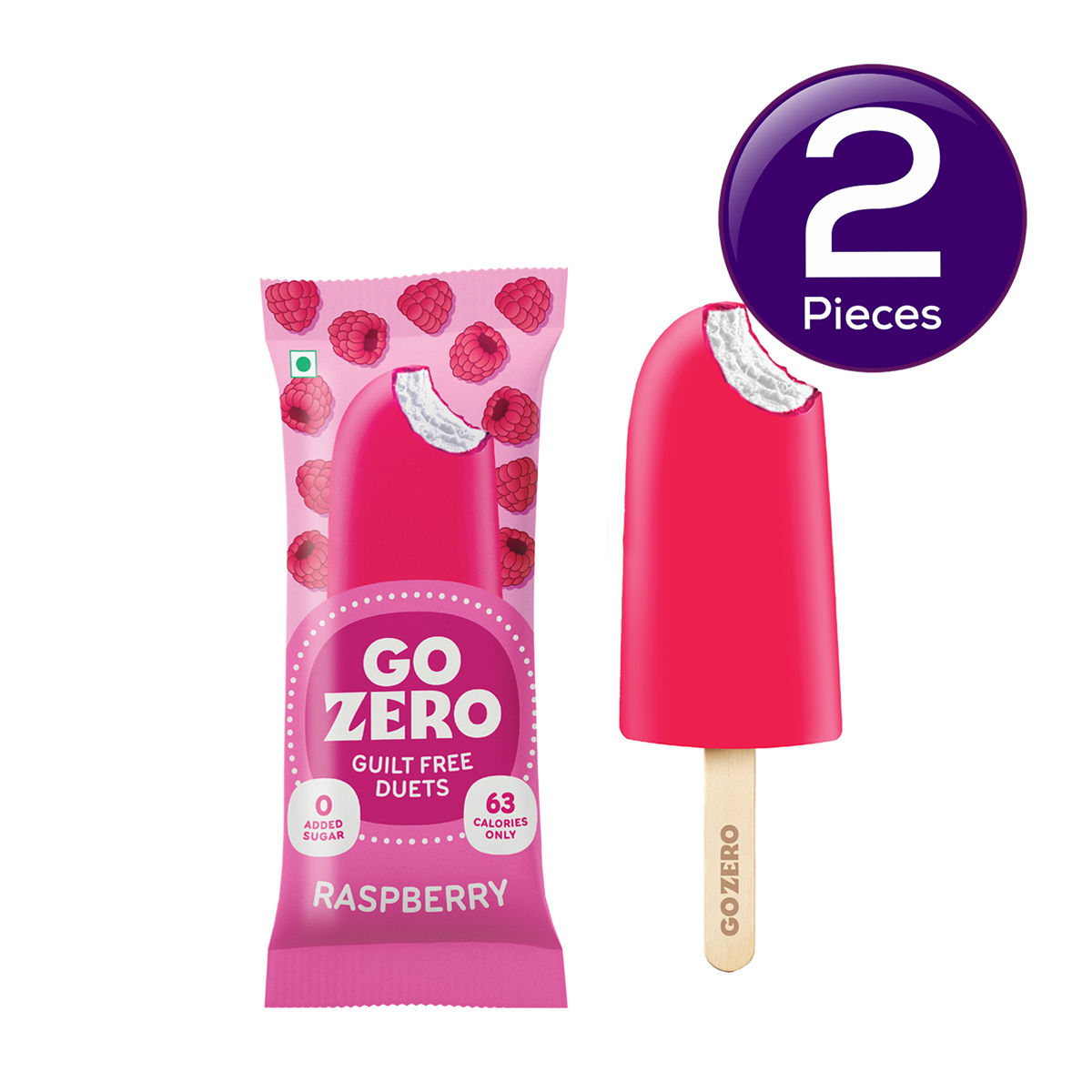 Go Zero Raspberry Duet Low Calorie Guilt Free Ice Cream Stick 60 ml Combo
