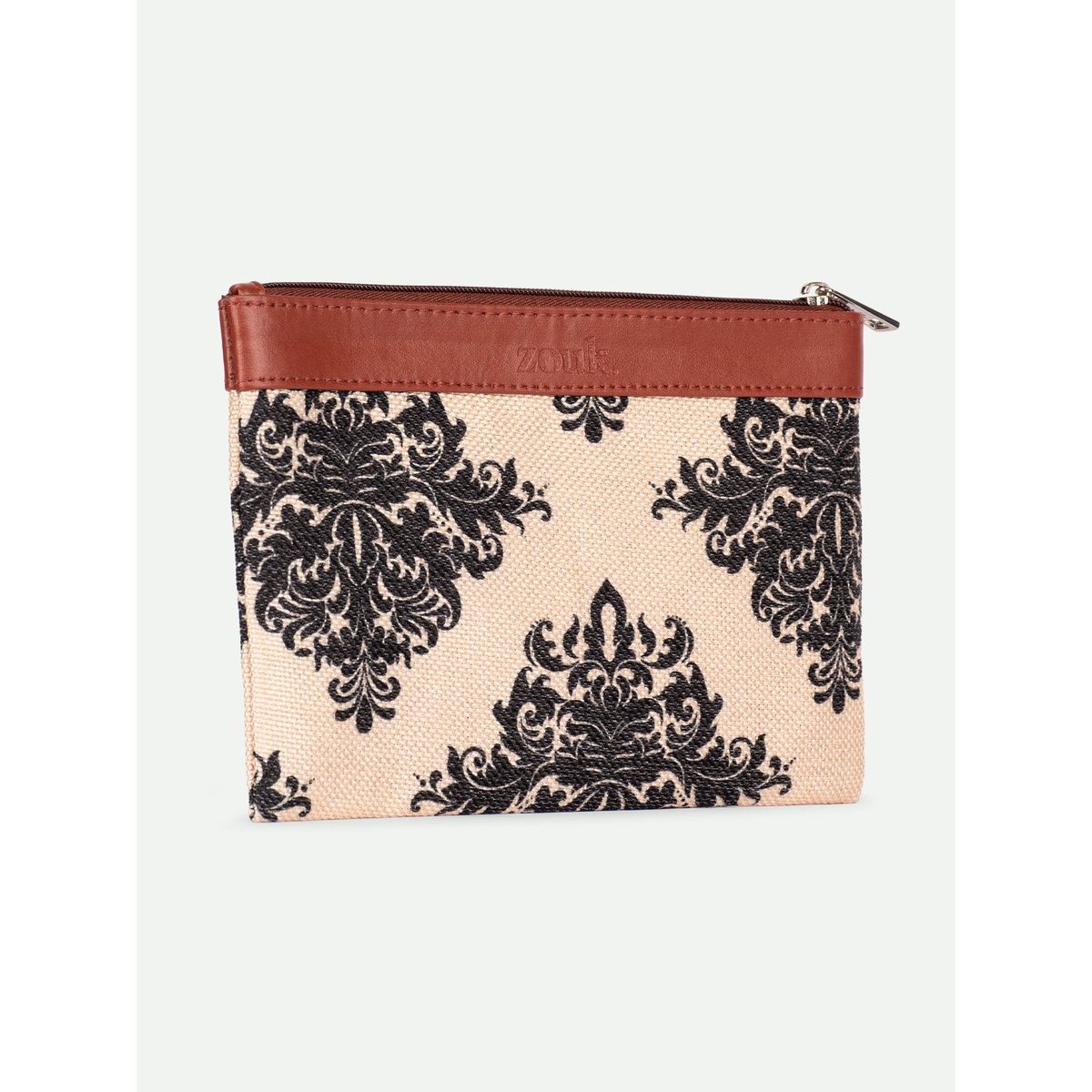 Zouk Unisex Vegan Leather Pouch | Cream and Black