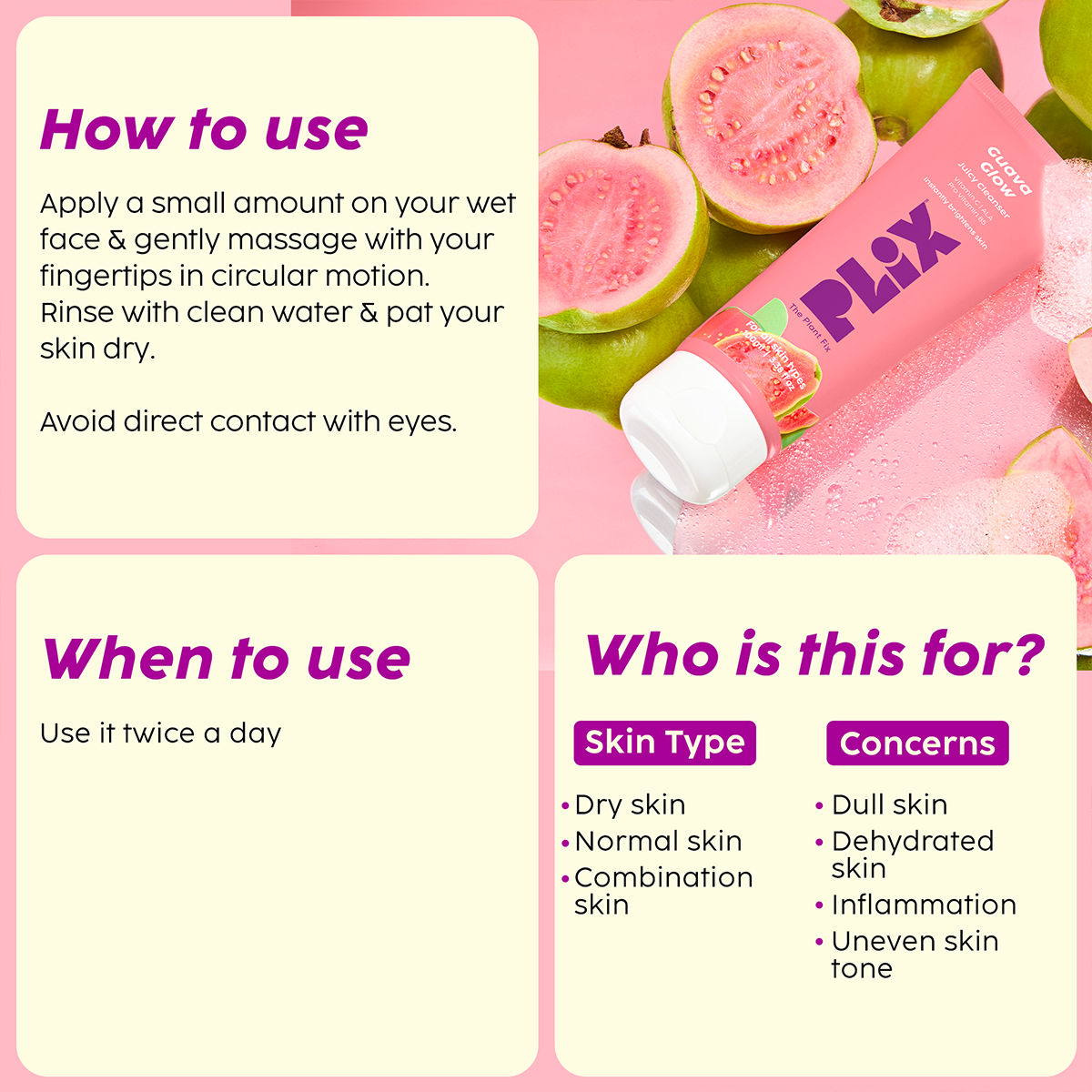Plix Guava Glow Cleanser for Glowing Skin and Deep Hydration