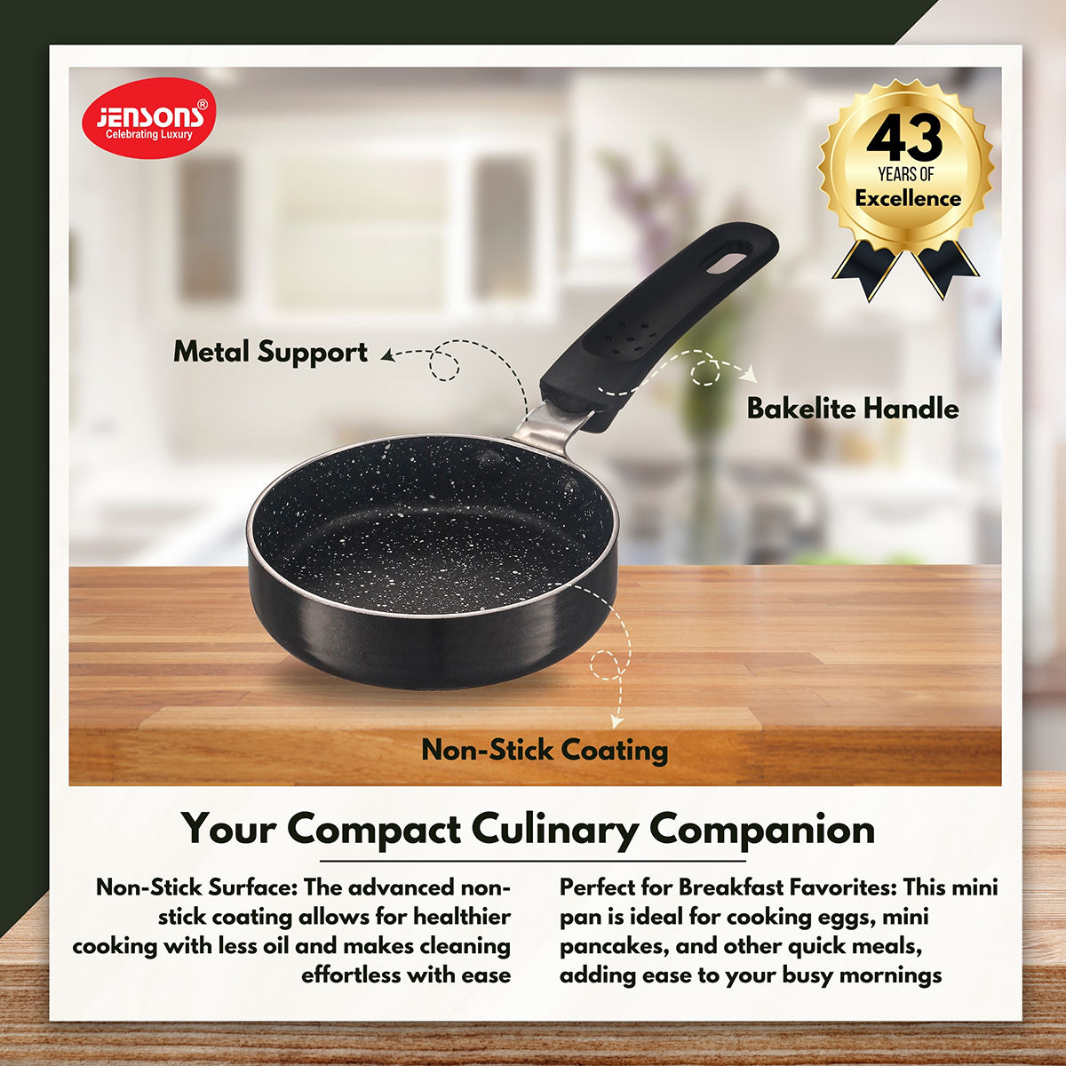 Jensons Non-stick Mini Pan/Egg Pan/Frying Pan 15cm x 13cm
