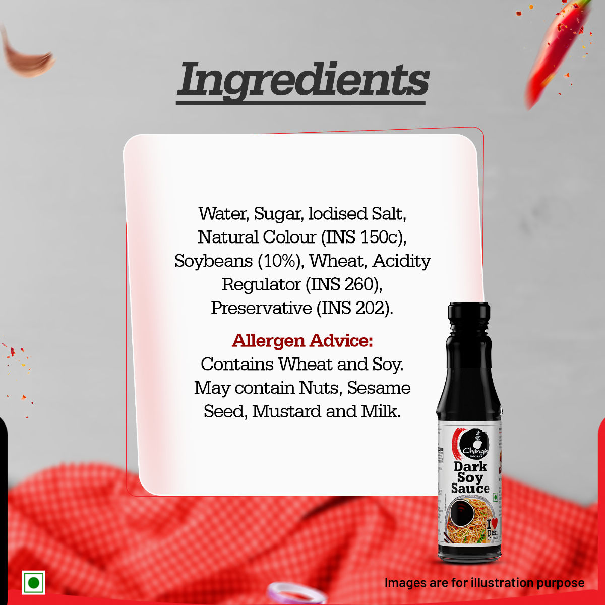 Ching's Secret Hakka Noodles with Masala (140 g) & Ching's Secret Dark Soy Sauce (210 g) Combo