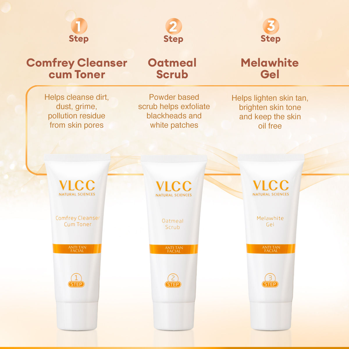 Vlcc Anti Tan Single Facial Kit(60gms) & Vlcc Insta Glow Diamond Bleach(60gms) Combo