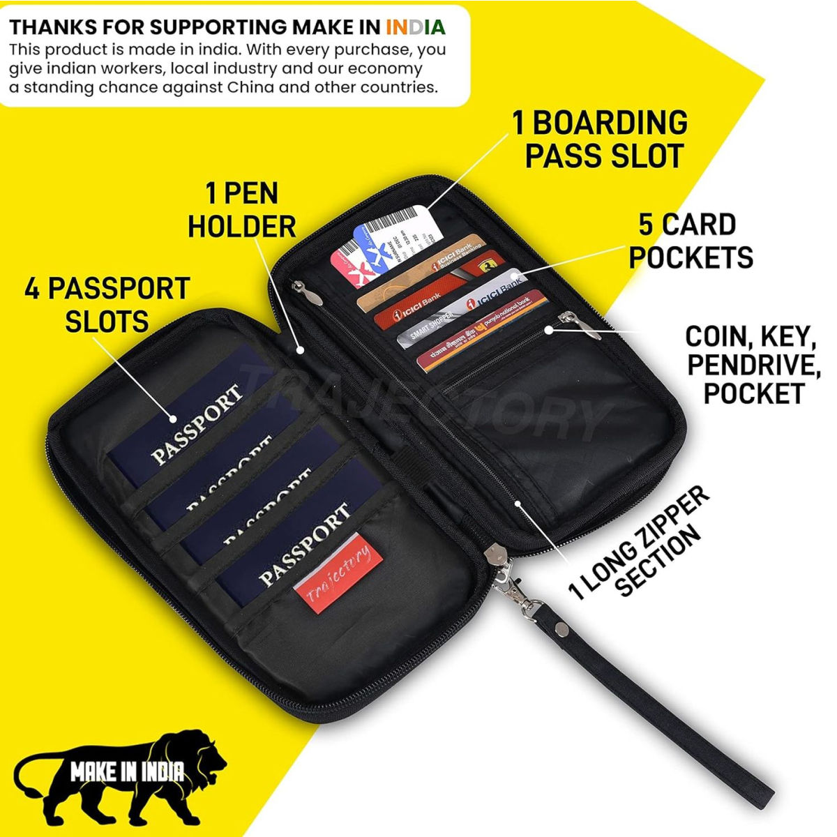 Trajectory Fabric Travel Passport and Card Holder and Wallet Organiser Case