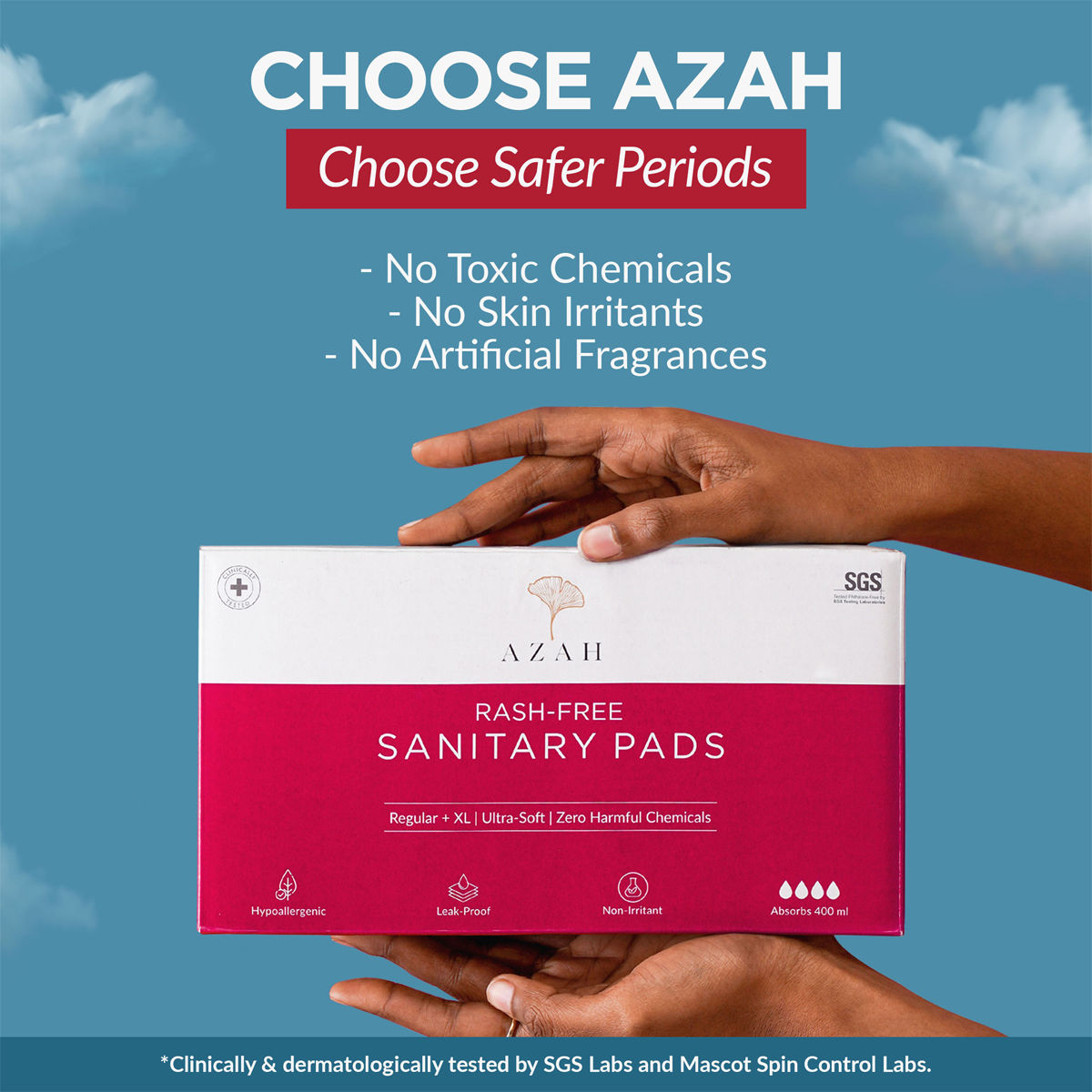 Azah Rash-Free Organic Sanitary Pads - Xl 18 pc Combo