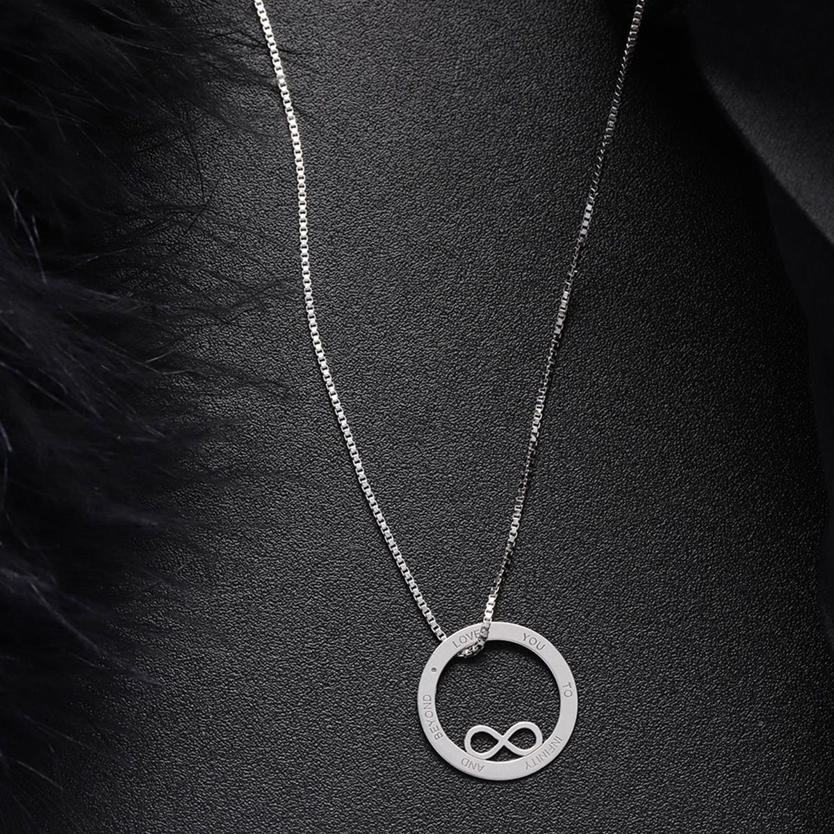Carlton London Rhodium Plated with Infinity Circular Texture Pendant with Chain | B615617N-1