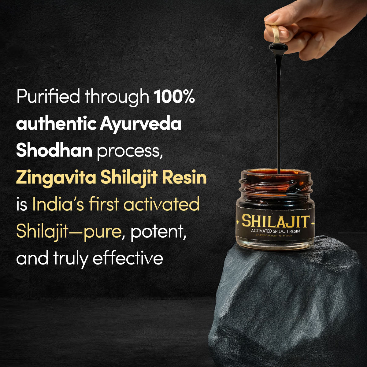 Zingavita Activated Shilajit Resin 60 Servings | 100% Pure | Boosts Performance, Power & Stamina