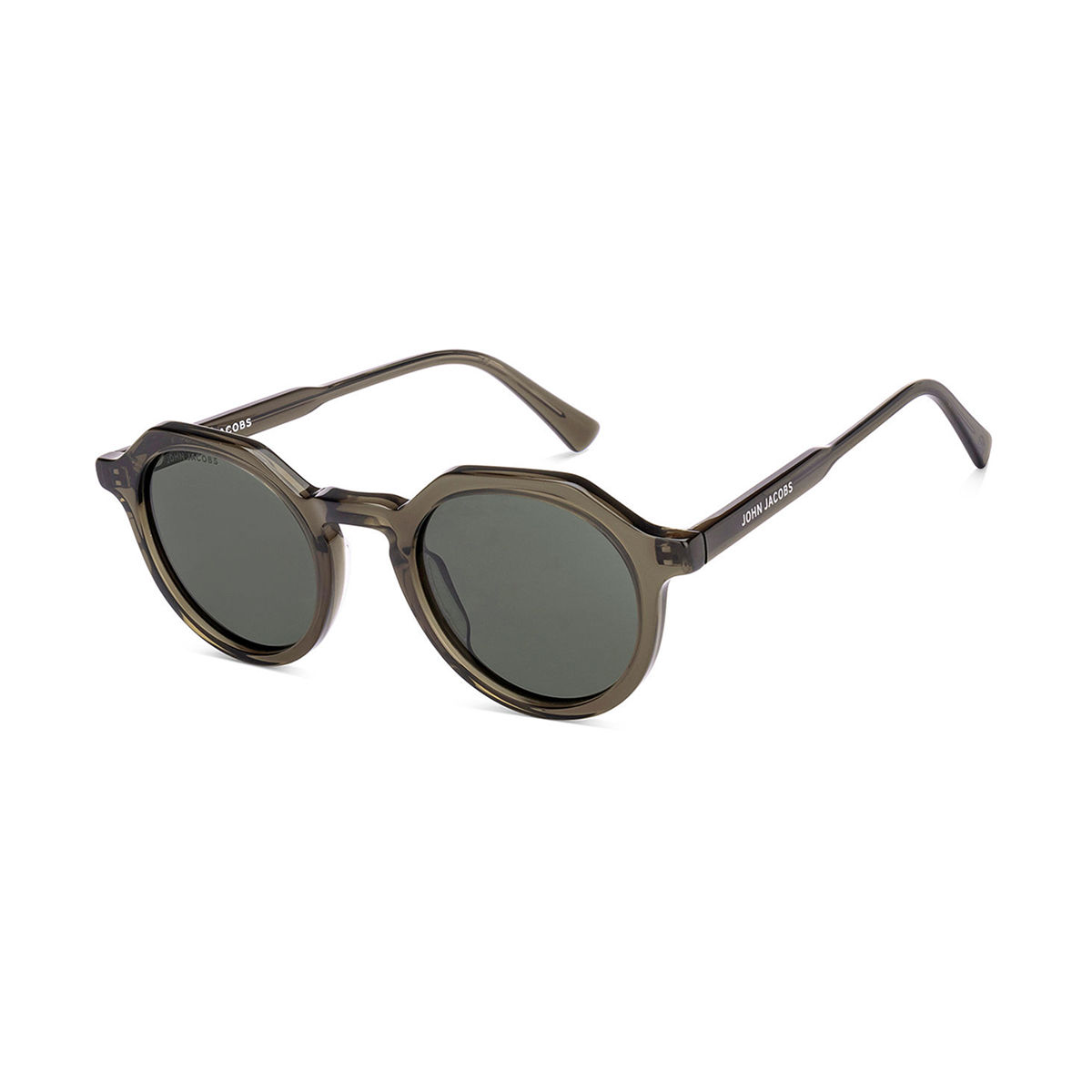 John Jacobs By Lenskart Unisex Acetate Round Sunglasses | Transparent Green