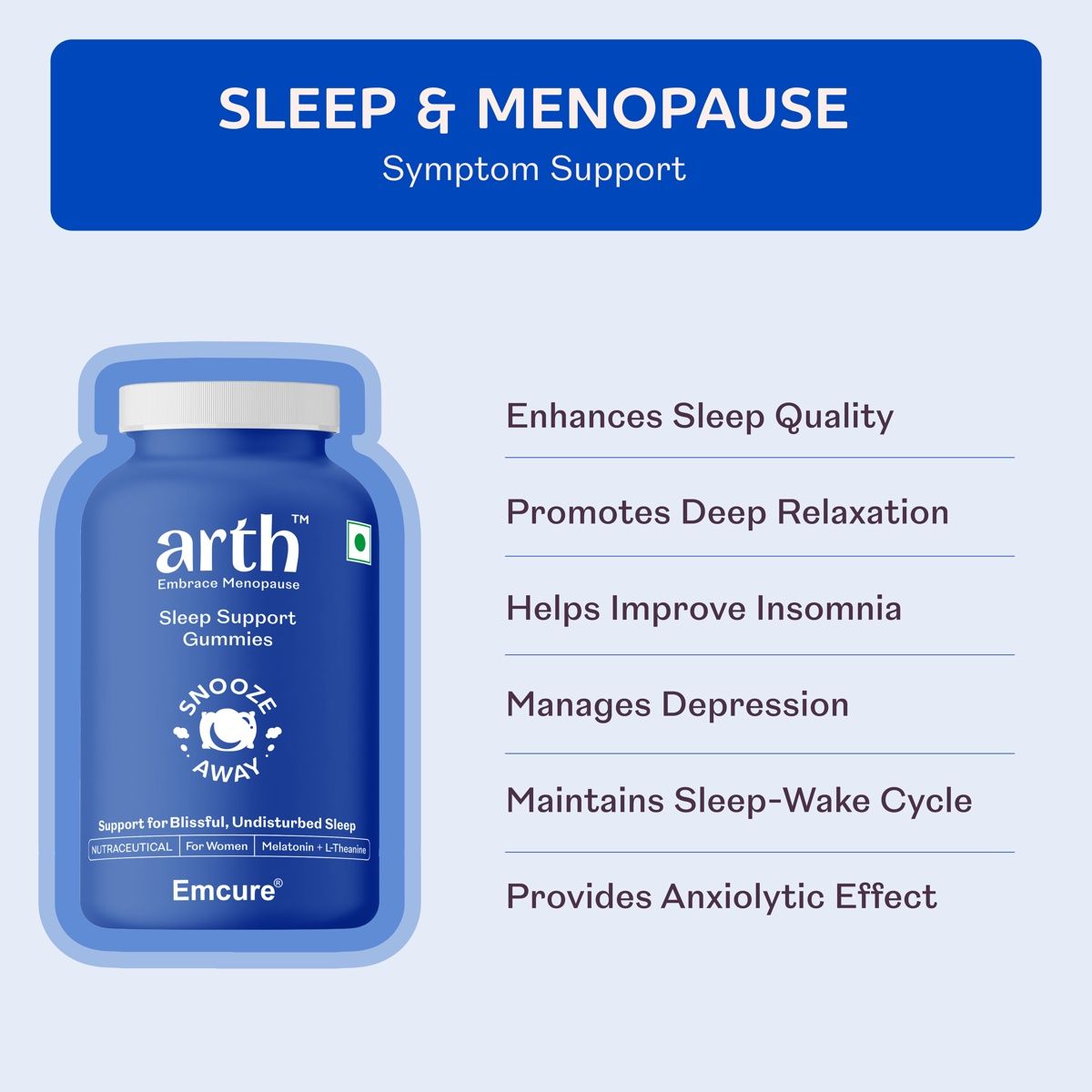 Arth Sleep Support Gummies |For Deep, Blissful Sleep | Melatonin + L-Theanine, Chamomile Extract