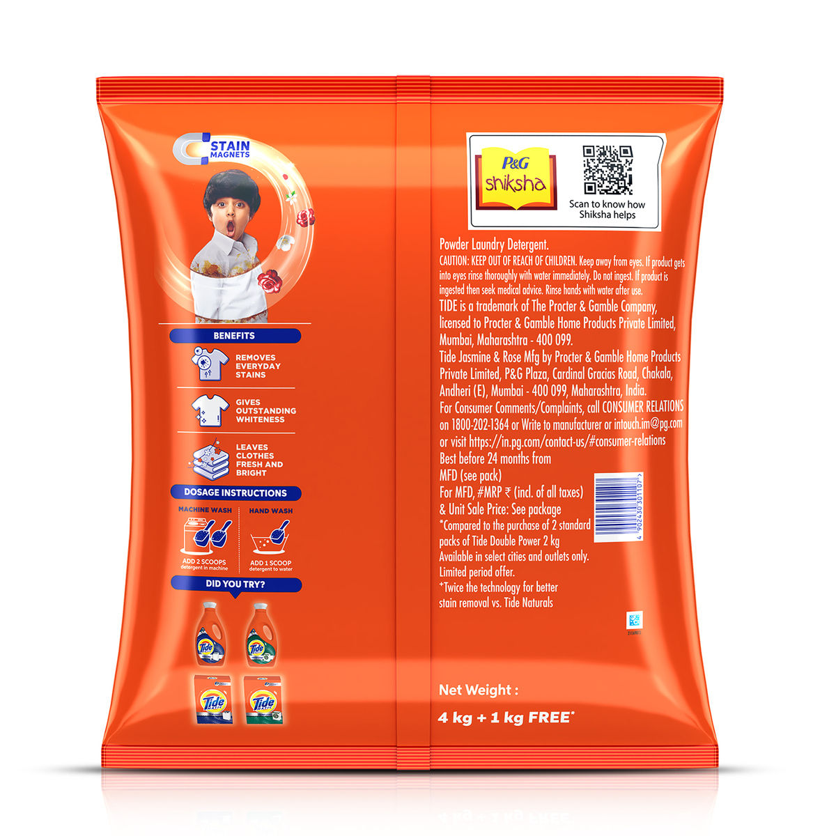 Tide Plus Detergent Washing Powder | Jasmine & Rose 5 kg Combo