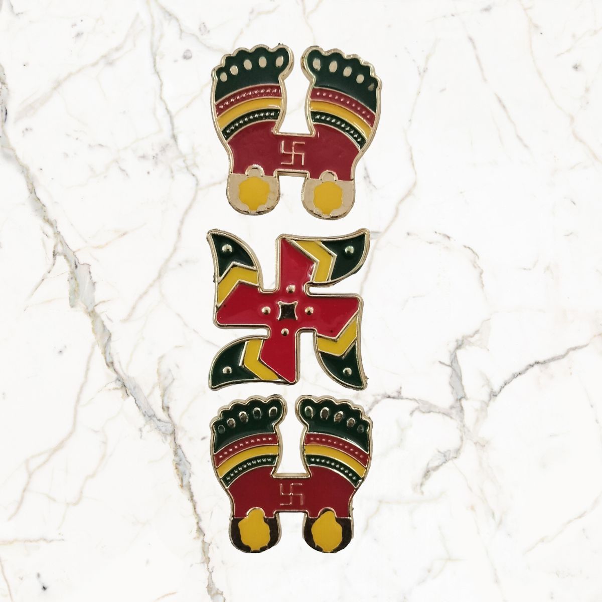 Pichai Charan & Swastik Sticker Set Of 3 (Assorted Designs)