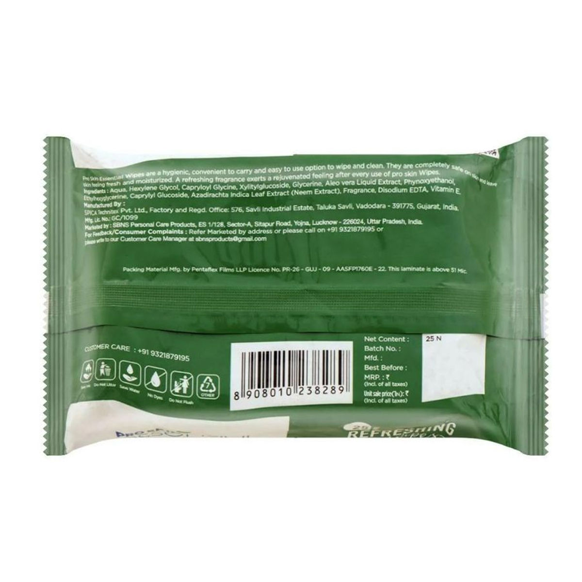 Pro Skin Refreshing Wipes - Neem & Aloe Vera, 25 pcs