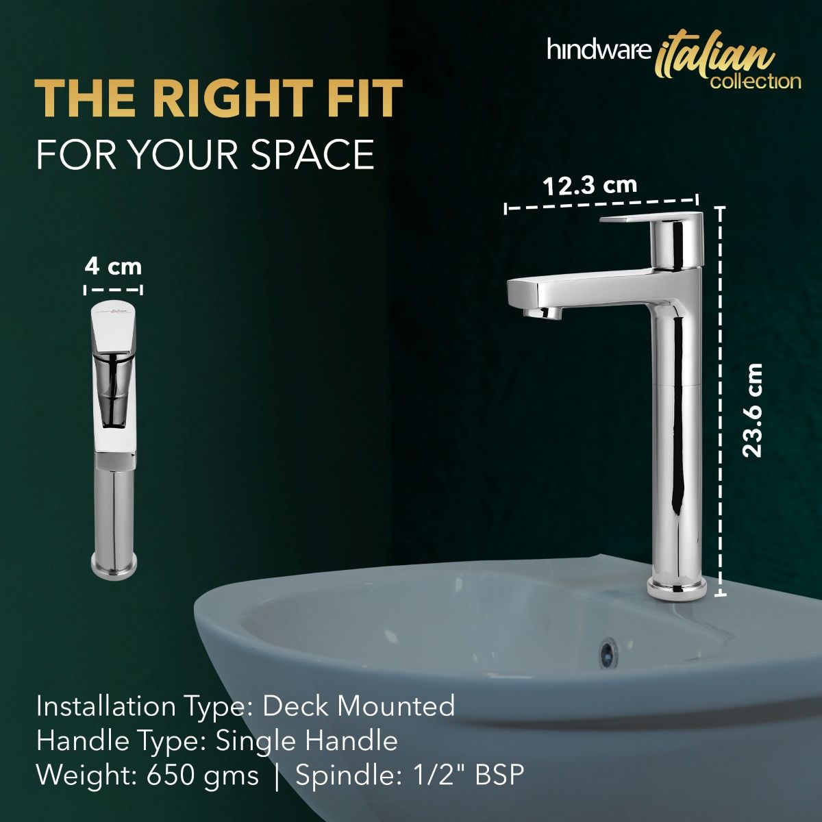Hindware Element Wash Basin Tap | For Bathroom | Brass With Chrome Finish