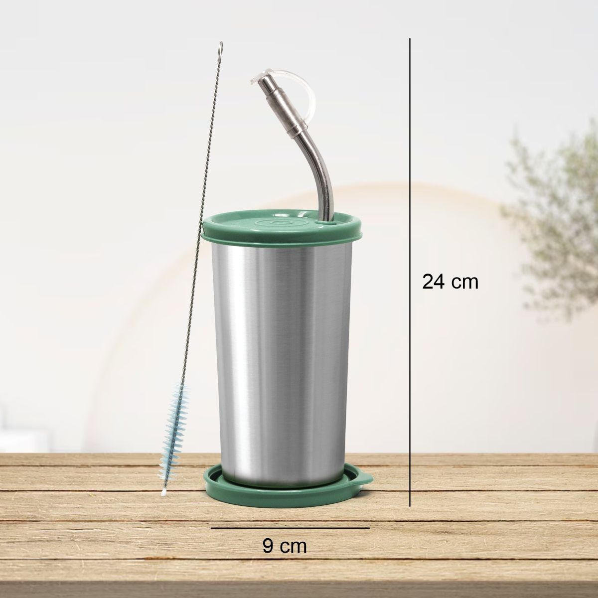 Signoraware Sip Fast Small 420Ml Stainless Steel Sipper E Green