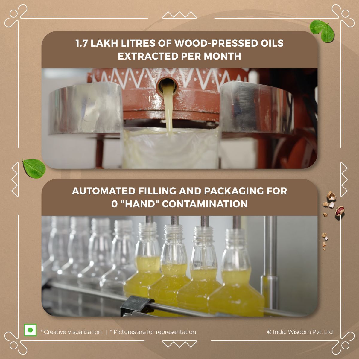 Indic Wisdom Wood Pressed Groundnut Oil | Cold Pressed - Extracted on Wooden Churner