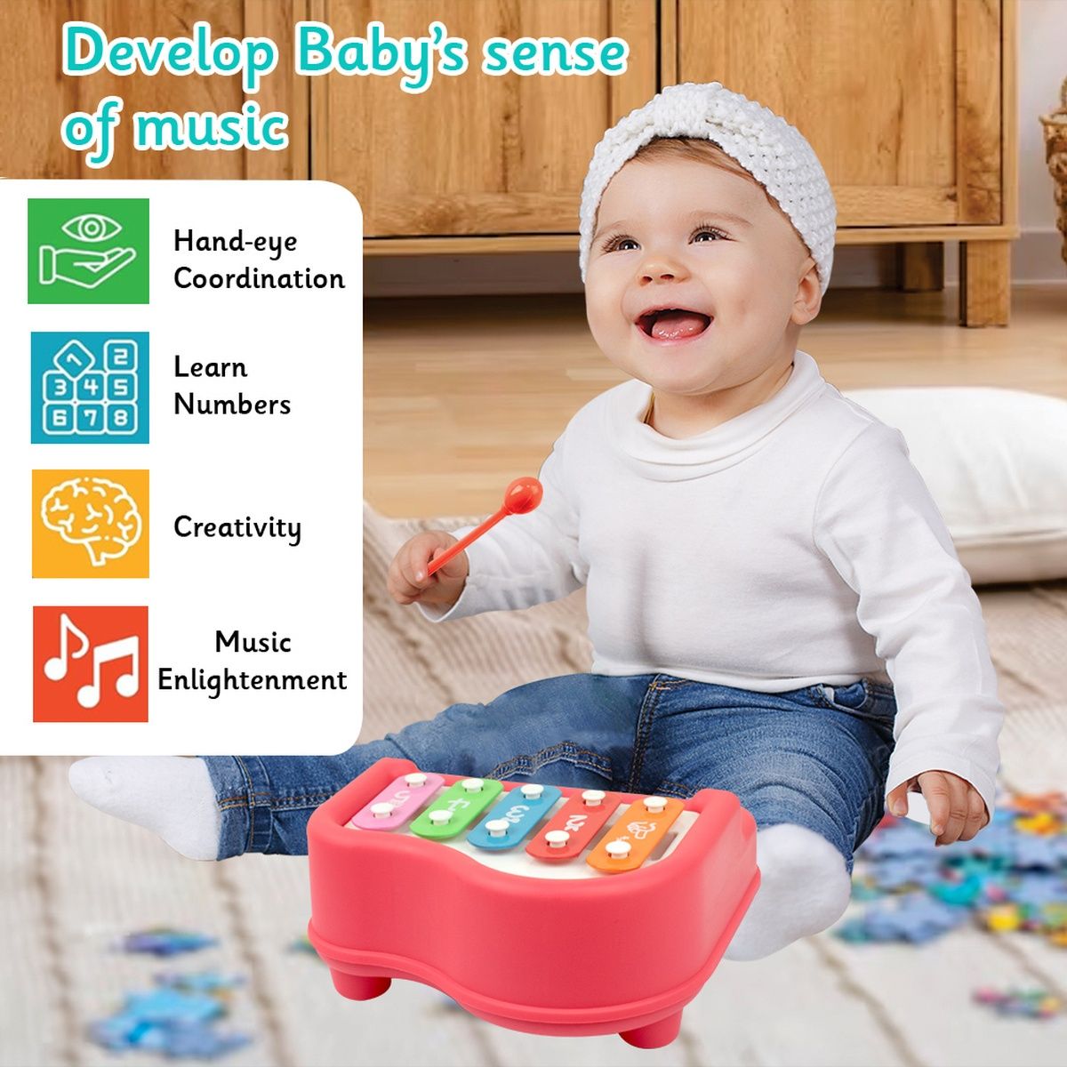 Itoys Xylophone-5 Keys(Colour May Vary)