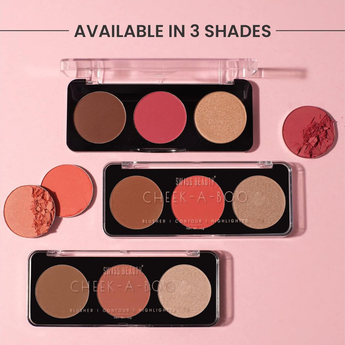 Swiss Beauty Cheek-A-Boo 3 In One Blusher Contour And Highlighter - 2