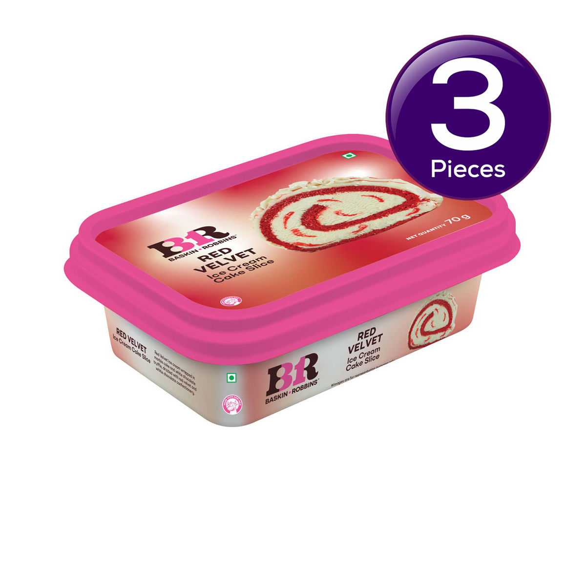 Baskin Robbins Red Velvet Ice Cream Roll Cake Slice 70 g Combo